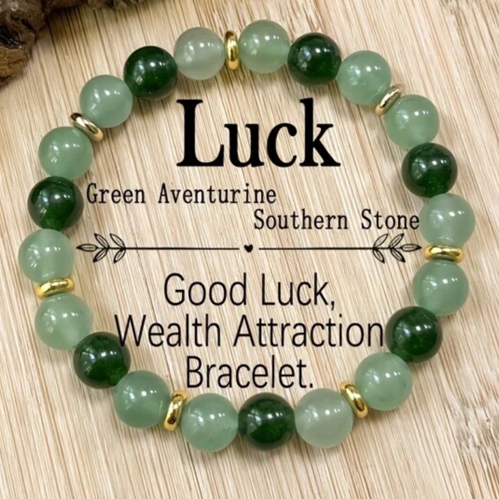 Green and Gold Aventurine Bead Bracelet